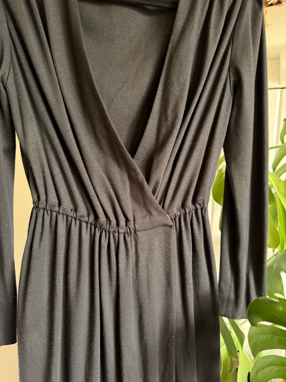 Dior Black Long-Sleeve V-Neck Wrap-Style Dress - Picture 5 of 6